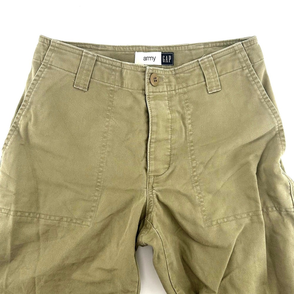 GAP Army Fatigue Pants Womens 1 Green Khaki Cotton Straight Leg Utility Cargo